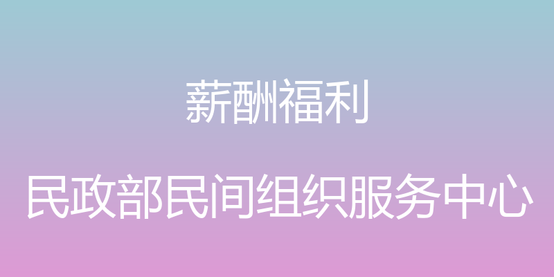 薪酬福利 - 民政部民间组织服务中心