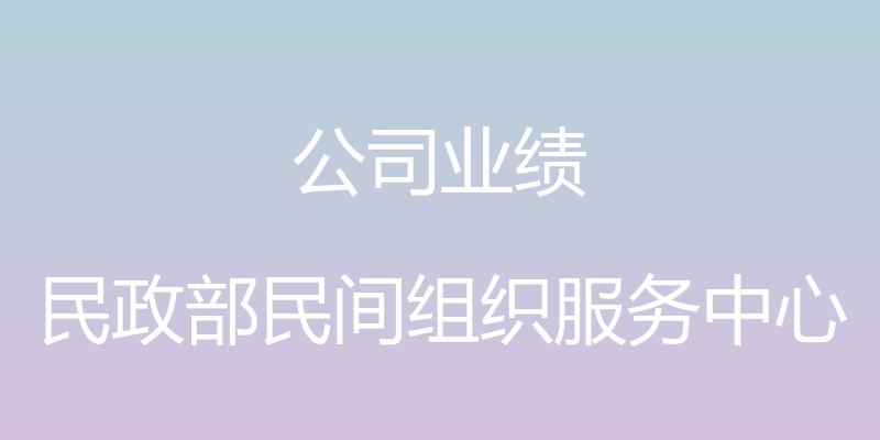 公司业绩 - 民政部民间组织服务中心